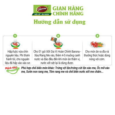 Combo 1 hộp (20 gói) Gia Vị Xào/Rang Me Barona 80g ướp ngon chuẩn vị không cần nêm nếm