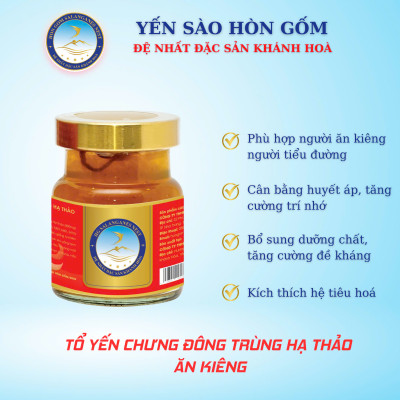 [Hộp 6 Hũ] Tổ Yến Chưng Đông Trùng Hạ Thảo (Ăn Kiêng) - Yến Sào Hòn Gốm Chính Hiệu Khánh Hoà - HGK NEST