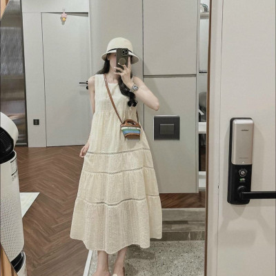 Váy Bầu Sát Nách Mùa Hè Azuno V84 Chất Liệu Cotton Ren May 2 Lớp Cao Cấp