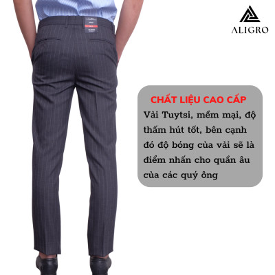 Quần Âu Nam Aligro Màu Xanh Kẻ Sọc Vàng Nhỏ Chất Liệu Cao Cấp, Chuẩn Form Slimfit, Tôn Dáng ALGO1057