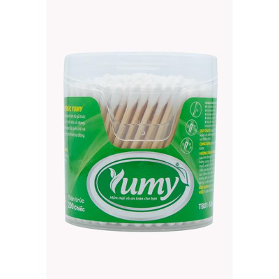 Tăm Bông Vệ Sinh YUMY Thân Trúc Hộp Vát Size L – Combo 12 Hộp x 200 Que (TB01-526), Mềm Mịn, Không Rụng Sợi