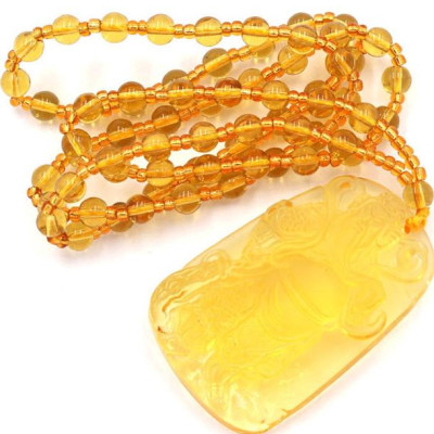 Vòng cổ tượng Quan công Pha lê vàng DQCV14