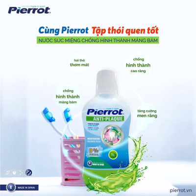 [ Mua 2 tặng 1 chỉ kẽ răng ]  Nước súc miệng chống hình thành mảng bám Pierrot 500ml
