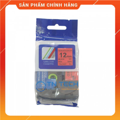 Nhãn In TNE-S431 - Đen nền đỏ 12mm x 8m - Dùng cho máy in BROTHER - AIMO - PUTY [Hàng nhập khẩu]