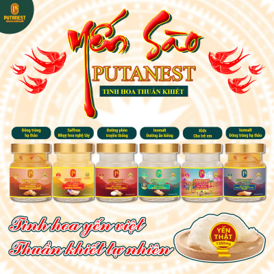 Yến chưng Isomalt PUTANEST hộp quà tặng cao cấp 12 hũ 70ml cho người ăn kiêng giữ dáng tiểu đường