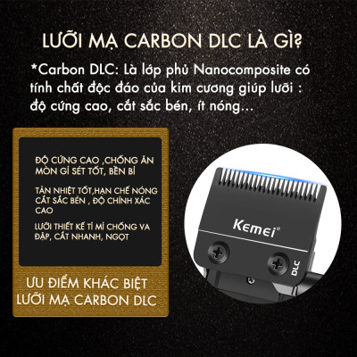 Tông đơ cắt tóc chuyên nghiệp Kemei KM-1699 lưỡi cắt mạ carbon công suất 8W tốc độ cắt 9000RPM - Hàng chính hãng