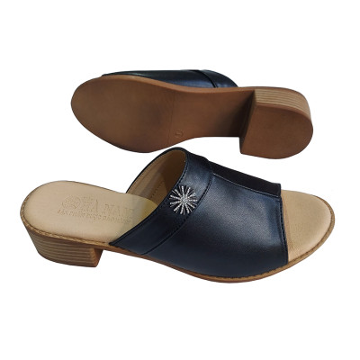 Dép Nữ Quai Ngang Cao Gót HÀ NAM Da Bò Thật Thời Trang Cao Cấp 3cm DNU2176