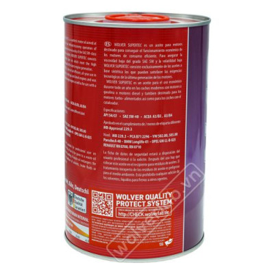 Nhớt xe máy ô tô cao cấp 100% tổng hợp WOLVER SUPER TEC 5W40 1L - Chính hãng Nhập khẩu Đức 100%