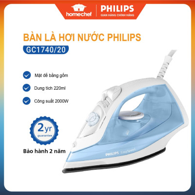 Bàn là hơi nước cầm tay Philips GC1740, công suất 2000W, phun hơi tự động, bảo hành 2 năm| Hàng Chính Hãng