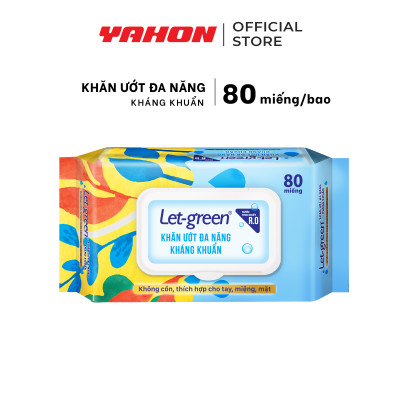 Combo Bao Khăn Giấy Ướt Đa Năng Kháng Khuẩn LET-GREEN, 80 Miếng/Bao