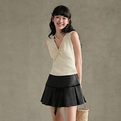 Chân váy nữ kẻ caro dáng ngắn xòe chất vải đầy dặn Otis Miều Est.2013