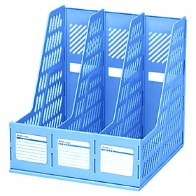 Khay Tài Liệu Nhựa 3 Ngăn Deli 9845 - Mẫu 2 - Màu Xanh
