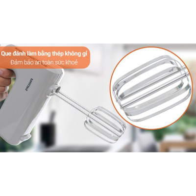 Máy đánh trứng, trộn bột cầm tay Philips HR3705, công suất 300W, 5 tốc độ, bảo hành 2 năm|Hàng Chính Hãng