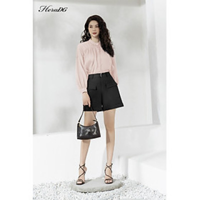 Quần short nữ thiết kế dáng dài vừa  túi ốp nổi lơ ve gấu HeraDG chất liệu Tuytsi cao cấp SQSBC2001