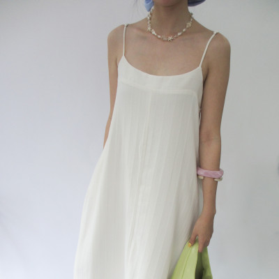 DOTTIE - Đầm midi hai dây - Trắng - D0713