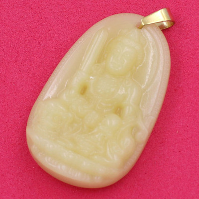 Mặt dây chuyền Văn Thù Bồ Tát đá hoàng ngọc 3.6cm