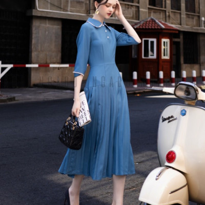 Đầm xanh xếp ly NGADO