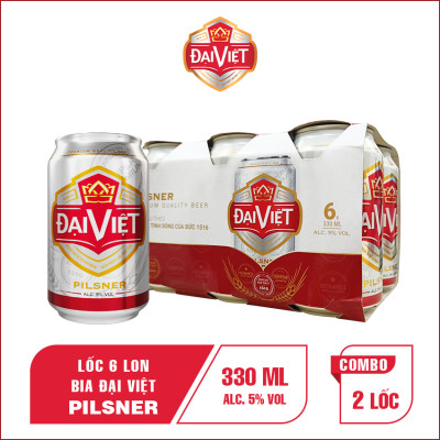 [Combo (12) lon 330ml]  Bia Pilsner Đại Việt, Bia vàng sản xuất theo luật bia tinh dòng của Bia Đức, không hóa chất, đậm vị đúng gu