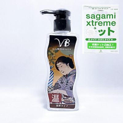 Gel Bôi Trơn Nhật Bản Cao Cấp VB Lubricant Tạo Ấm 170ml + Bao Cao Su Sagami 3 Chiếc - 100% Hàng Chính Hãng - Che Tên Sản Phẩm