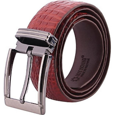 Thắt Lưng Nam Da Cá Sấu Gai Bụng Bản Lớn Đầu Kim Huy Hoàng HT4229 - Nâu Đỏ