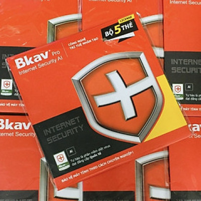 Phần mềm diệt virus BKAV Pro AI - Bộ 5 thẻ: sử dụng cho 5 PCs/1 năm - Hàng chính hãng