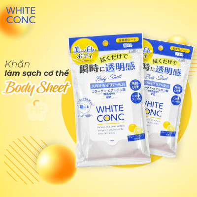 Khăn Ướt Làm Sạch Cơ Thể Dưỡng Trắng Sáng Da White Conc (18 Tờ/Gói)