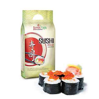 Gạo Nhật Sushi Lotus Rice 5kg - Cơm ngon rất dẻo - Chuẩn nhà hàng Nhật