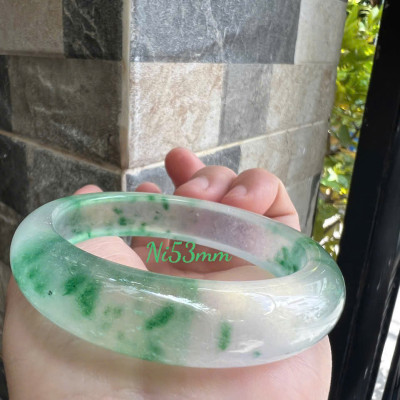 Vòng Tay Nữ Bản Hẹ Đá Mã Não DuLong Trắng Xanh Rong Biển Trong Bóng Đẹp Ni 53mm Cao 13mm Dầy 8mm Nữ 50kg - 55kg đeo Món quà tặng Nữ đeo tay xinh rẻ đẹp ý nghĩa ạ