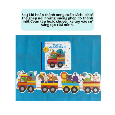 Chuyến tàu của các loài động vật- Bộ sách đồ chơi - Giúp bé phát triển từ vựng và nhận biết màu sắc