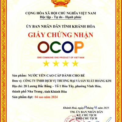 Nước Yến Chưng Sẵn Cho Bé Yến Sào Hoàng Kim - Tăng Đề Kháng, Hỗ Trợ Tiêu Hóa - Công Thức Chuyên Biệt, OCOP 4 Sao (Hộp 1 Hũ x 70ml)