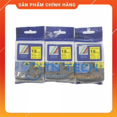 Nhãn In HZE-S641 - Đen nền vàng 18mm x 8m - Dùng cho máy in BROTHER - AIMO - PUTY [Hàng nhập khẩu]