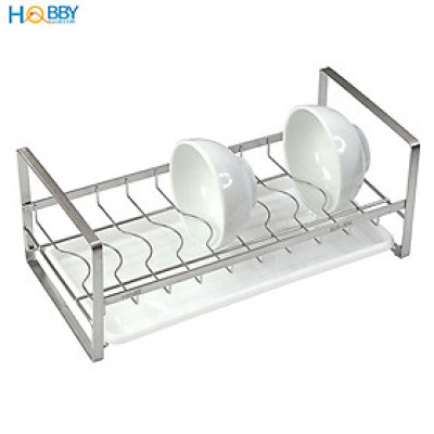 Kệ úp chén 9 ngăn có khay nhựa nhỏ gọn Inox 304 Hobby Home Decor KUC9