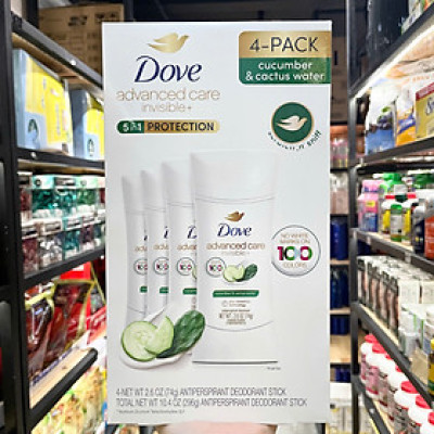 Set 4 Lăn khử mùi Dưa Leo Dove Advanced Care 48h 74g Hàng Nhập Mỹ 