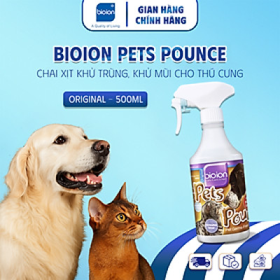 Chai Xịt Khử Mùi Sạch Khuẩn Cho Chó Mèo Bioion Pets Pounce Hương Tự Nhiên (Không Mùi)