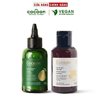 Combo Gel bí đao rửa mặt Cocoon 140ml + Nước dưỡng tóc tinh dầu bưởi Pomelo Cocoon 140ml