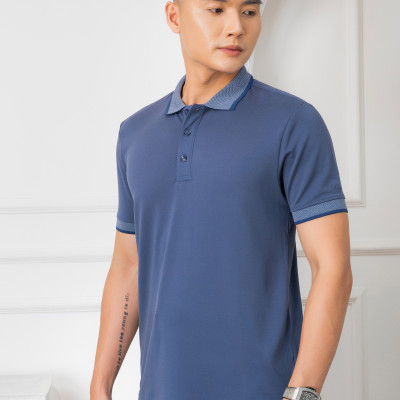 Áo phông coupro cộc tay cổ bẻ ALGPLO28 màu ghi xám(Ib chọn size)