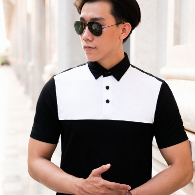 Áo Polo Nam Thể Thao Cổ Sơ Mi ALLPUR CoolMax Siêu Mát - Ngăn mùi - Màu Đen Phối Trắng
