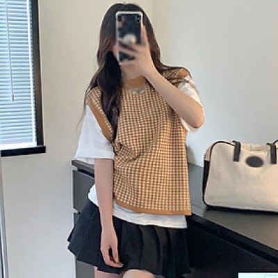 Áo kiểu nữ Gile len thời trang Hàn Quốc - Hàng đanh, không bai giãn