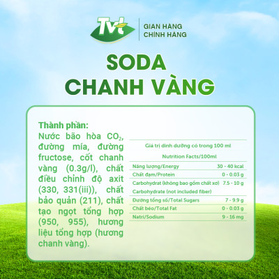 [Thùng 24 lon 320ml] Soda Chanh VàngTVT - Nước cốt chanh vàng tự nhiên cùng soda nhẹ nhàng