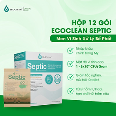 [TIẾT KIỆM] Hộp 12 Gói Septic - Vi Sinh Xử Lý Hầm Cầu, Bể Phốt Đầy - Bảo Trì Hầm Tự Hoại 1 Năm