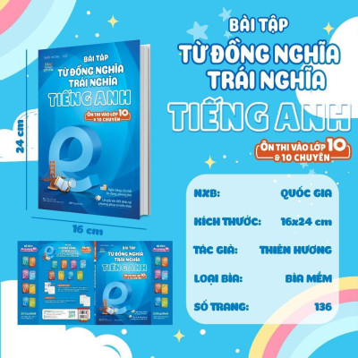 Sách - Bài Tập Từ Đồng Nghĩa, Trái Nghĩa Tiếng Anh - Ôn Thi Vào 10 Và 10 Chuyên - Megabook
