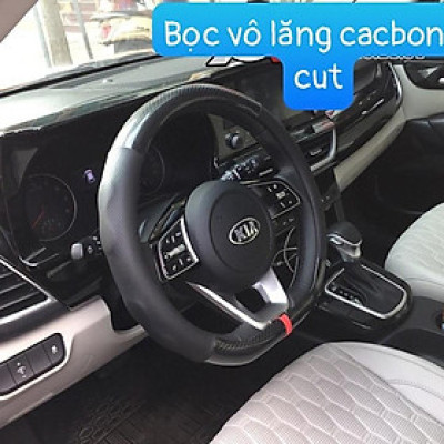 ️ĐỦ HÃNG️ Bọc Vô Lăng D Cut Cacbon Phối Da Thoáng Khí Kèm Sọc  Đỏ Thể Thao
