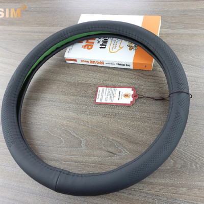 Bọc vô lăng cao cấp Macsim 8933 màu đen chất liệu da thật - Khâu tay 100% size M