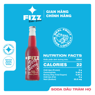 Fizz Soda Dâu Trăm Họ - Thùng 16 Chai 330ml