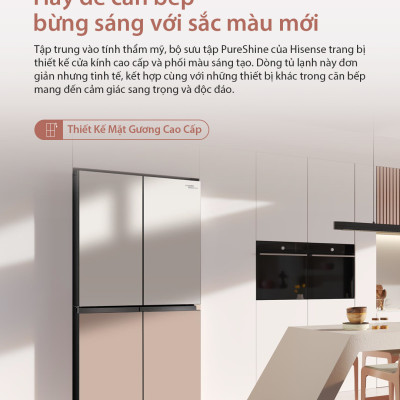 Tủ lạnh Hisense Inverter 4 cửa RQ768N4EW-KU 609L tiết kiệm điện, bảo hành 3 năm - HÀNG CHÍNH HÃNG