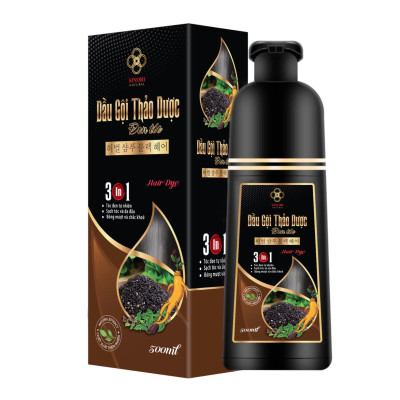 Dầu Gội Nhuộm Đen / Nâu Tóc SINORI Thảo Dược Chai 500 ml, Phủ Bạc Chiết Suất Từ Nhân Sâm, Hà Thủ Ô, Ngũ Bội Tử, Trắc Bạch Diệp, Vừng Đen Và Gừng, Hoàn Toàn Từ Thiên Nhiên