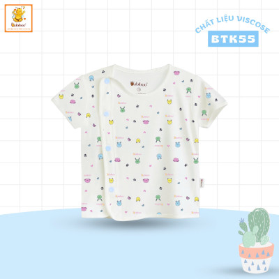 Áo Sơ Sinh Cổ Lệch Hoạ tiết Tay Ngắn Cho Bé