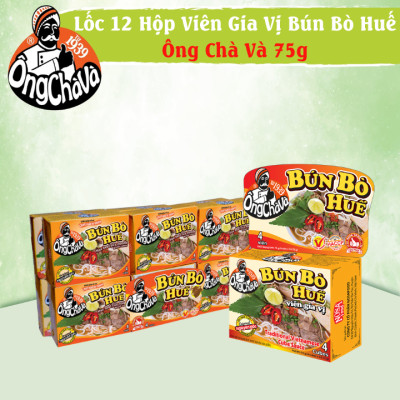Lốc 12 Hộp Viên Gia Vị Bún Bò Huế Ông Chà Và 75gram (Hue Beef Rice Noodle Soup Cubes)