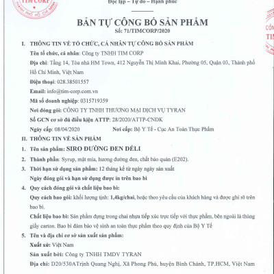 Siro đường đen Déli - 1 lít - đậm đặc, chuyên dùng pha chế trà trái cây, soda