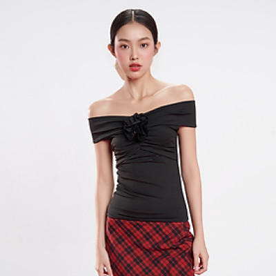 DOTTIE - Áo trễ vai đính hoa - T0872